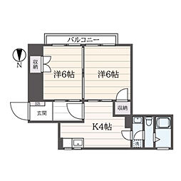 田園キャッスル横浜西口 7階2Kの間取り