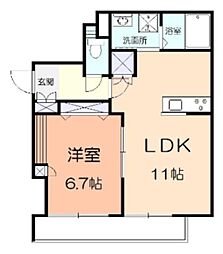 プランドール元町 1LDKの間取図画像