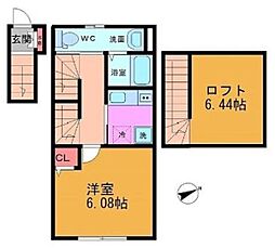 ラルーチェ平井 1Kの間取図画像