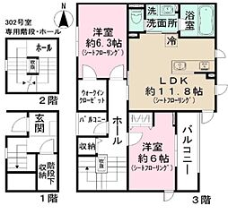 トリア・ブルナ 2LDKの間取図画像
