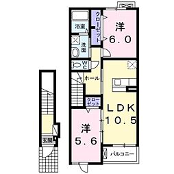 セレノひばりが丘1 2LDKの間取図画像