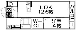 バウプレースミゾ 1LDKの間取図画像