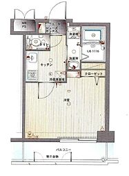 エンクレスト大手門2 1Kの間取図画像