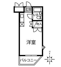 東急池上線 池上駅 徒歩8分の賃貸マンション 3階ワンルームの間取り