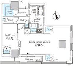 ベルファース芝浦タワー 26階1LDKの間取り
