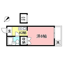 ドリームハウス鶴川 1階1Kの間取り