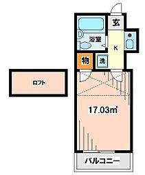 ドミール経堂 1階1Kの間取り