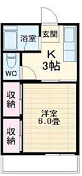 富貴荘 1Kの間取図画像