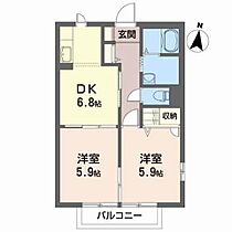 ステージ通町Ｂ 203 ｜ 山形県米沢市通町３丁目9-66（賃貸アパート2DK・2階・44.30㎡） その2