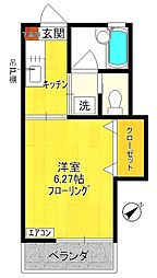 フルーツハウスV 2階1Kの間取り