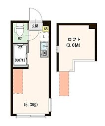 カレッジヒルズ小竹向原 1階ワンルームの間取り
