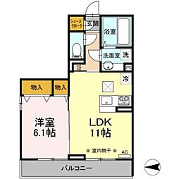 Canon 桜 1階1LDKの間取り