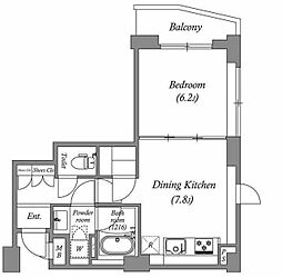 レジデンス新蒲田スクエア 9階1DKの間取り