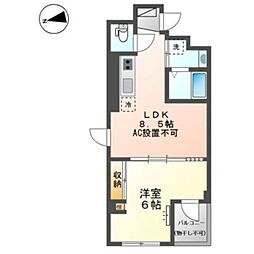 ハイムマルセン日野 4階1LDKの間取り