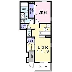 アメニティB 1階1LDKの間取り