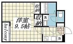 パラッツォ・アルディート 5階1Kの間取り