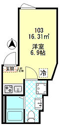 仮称矢口渡新築10世帯 ワンルームの間取図画像