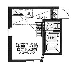 ユナイト黄金町アステカ ワンルームの間取図画像