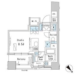 ParkAxis茅場町 ワンルームの間取図画像
