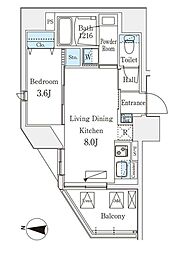 デュオフラッツ池袋 8階1LDKの間取り