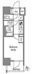 ディームス品川南大井 1Kの間取図画像