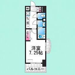 LUXEなかもず 1Kの間取図画像
