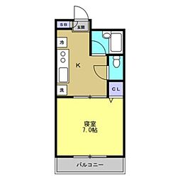 ベルハウス2番館 1Kの間取図画像