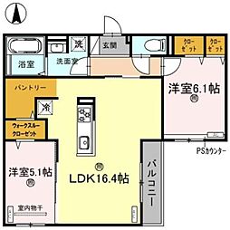 スペチアーレ今川 2LDKの間取図画像