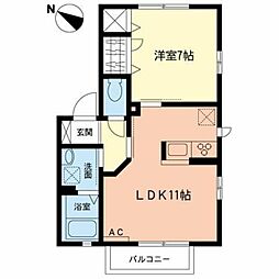 アーバンコート 2階1LDKの間取り