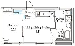 Fika池袋 2階1LDKの間取り