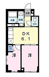 カステロ赤羽 3階2DKの間取り