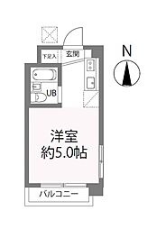 山口第2メタルメゾン 3階ワンルームの間取り