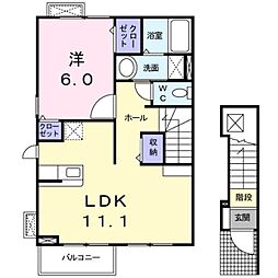 メイプル 1LDKの間取図画像