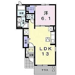 セレッソ・アンジュII 1階1LDKの間取り