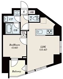 S-RESIDENCE新宿若松町 1LDKの間取図画像