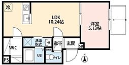 オプション弥生町 1LDKの間取図画像