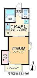 パステロードIII番館 1階1DKの間取り