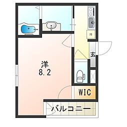 阪神本線 大物駅 徒歩3分の賃貸アパート 3階1Kの間取り