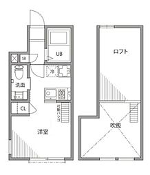 オギクボテラス 1階ワンルームの間取り