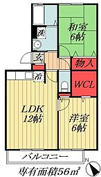 東京メトロ東西線 妙典駅 徒歩6分の賃貸アパート 1階2LDKの間取り