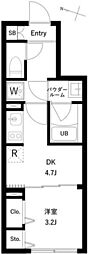 WHARF大井町West 1DKの間取図画像