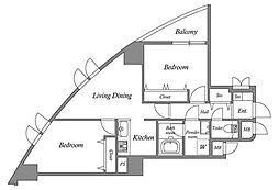 オーパスホームズ白山 7階2LDKの間取り