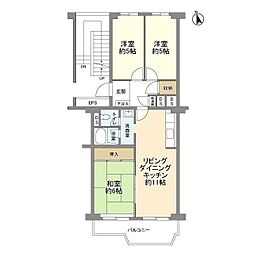 ドルフ青葉台2号棟 3LDKの間取図画像