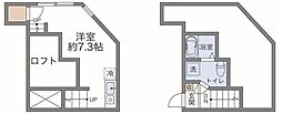 東武亀戸線 小村井駅 徒歩6分の賃貸アパート 2階ワンルームの間取り