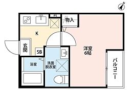 ミュー北戸田 1Kの間取図画像