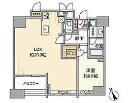 インプレスト東京八丁堀ル・サンク 1LDKの間取図画像
