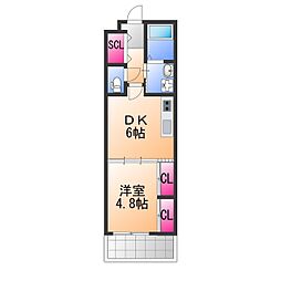 TKアンバーコート浜寺2 1DKの間取図画像