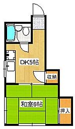 ＭａｉｚｏｎＹｕｉ 2階1DKの間取り