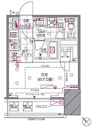 ピアース赤坂 7階1Kの間取り