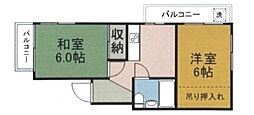 進陽マンション 3階2DKの間取り